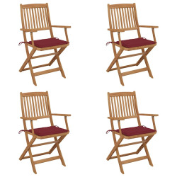 Cadeiras de jardim dobráveis c/ almofadões 4 pcs acácia maciça