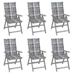 Cadeiras jardim reclináveis c/ almofadões 6 pcs acácia maciça