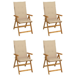 Cadeiras jardim reclináveis c/ almofadões 4 pcs acácia maciça