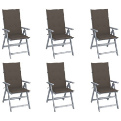 Cadeiras jardim reclináveis c/ almofadões 6 pcs acácia maciça