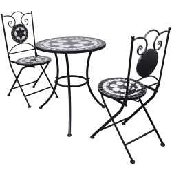 Conjunto bistrô azulejos de cerâmica 3 pcs preto e branco