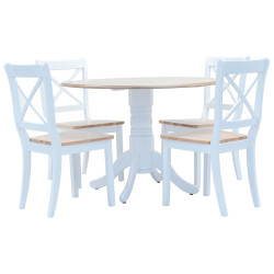 5Pcs conjunto jantar madeira seringueira maciça branco castanho