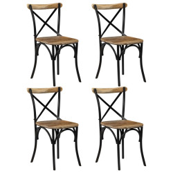 Cadeiras costas em cruz 4 pcs madeira mangueira maciça preto