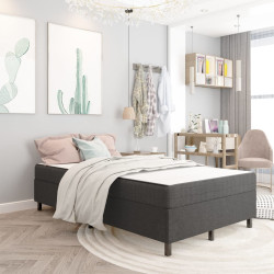 Cama boxspring 120x200 cm tecido cinzento-escuro