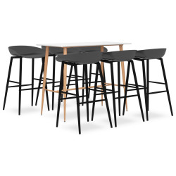 7 Pcs conjunto de bar branco e cinzento