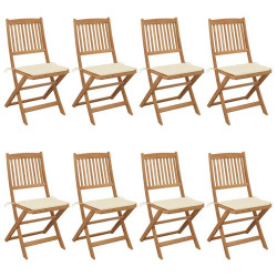 Cadeiras de jardim dobráveis 8 pcs c/ almofadões acácia maciça