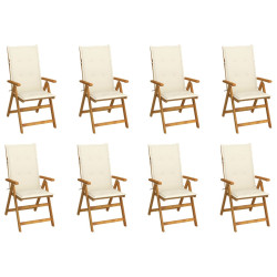 Cadeiras de jardim dobráveis c/ almofadões 8 pcs acácia maciça