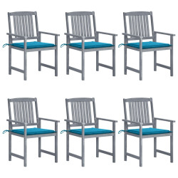 Cadeiras de jardim c/ almofadões 6 pcs acácia maciça cinzento