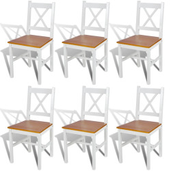Cadeiras de jantar 6 pcs madeira de pinho branco