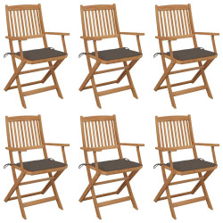 Cadeiras de jardim dobráveis c/ almofadões 6 pcs acácia maciça
