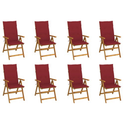 Cadeiras de jardim dobráveis c/ almofadões 8 pcs acácia maciça