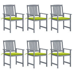 Cadeiras de jardim c/ almofadões 6 pcs acácia maciça cinzento