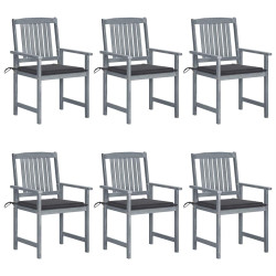 Cadeiras de jardim c/ almofadões 6 pcs acácia maciça cinzento