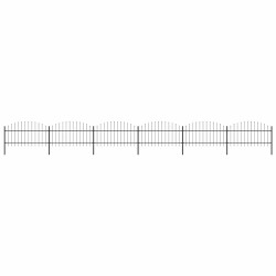 Cerca de jardim com topo em forma de lança em aço 1005x125 cm, preta