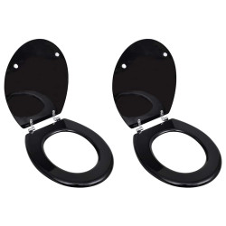 Assentos de sanita com tampas 2 pcs MDF preto
