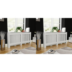 Coberturas de radiador 2 pcs derivados madeira 172 cm branco