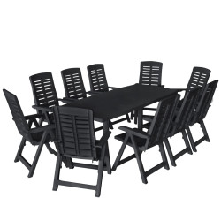 Conjunto de jantar de exterior 11 pcs plástico antracite