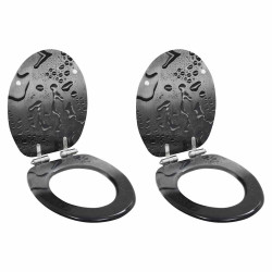 Assentos sanita 2 pcs c/ tampas fecho suave MDF design gotas