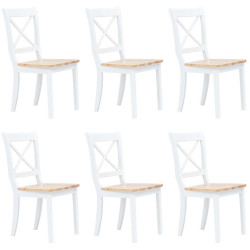 Cadeiras de jantar 6pcs seringueira maciça branco/madeira clara