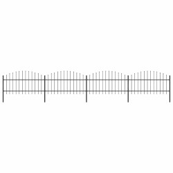 Cerca de jardim com topo em forma de lança em aço 671x125 cm, preta