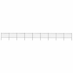 Cerca de jardim com topo em forma de lança em aço 1506x120 cm, preta