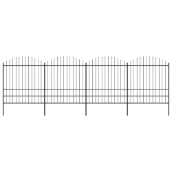 Cerca de jardim com topo em forma de lança em aço 671x200 cm, preta