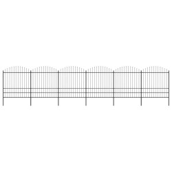 Cerca de jardim com topo em forma de lança em aço 1005x200 cm, preta