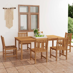 7 Pcs conjunto de jantar p/ jardim madeira de teca maciça