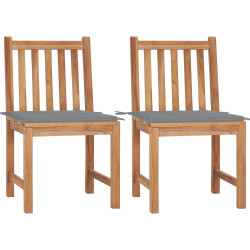 Cadeiras de jardim c/ almofadões 2 pcs teca maciça