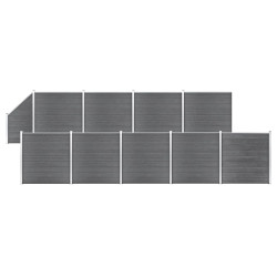 Painel vedação wpc 9 quadrados + 1 inclinado 1657x186cm cinzento