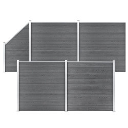 Painel vedação wpc 4 quadrados + 1 inclinado 792x186cm cinzento