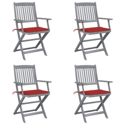 Cadeiras exterior dobráveis c/ almofadões 4 pcs acácia maciça