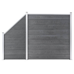 Painel vedação wpc 1 quadrado + 1 inclinado 273x186 cm cinzento