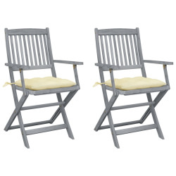 Cadeiras exterior dobráveis c/ almofadões 2 pcs acácia maciça