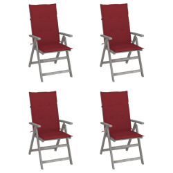 Cadeiras jardim reclináveis c/ almofadões 4 pcs acácia maciça