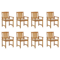 Cadeiras de jardim com almofadões 8 pcs acácia maciça