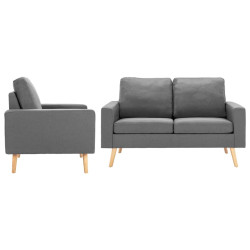 2 Pcs conjunto de sofás tecido cinzento-claro