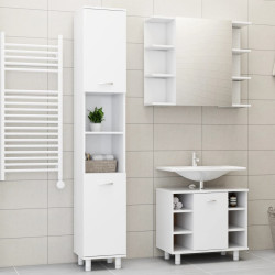 3 Pcs conjunto de móveis de casa de banho contraplacado branco