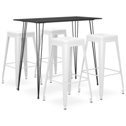 5 Pcs conjunto de bar preto e branco