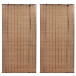 Estores de rolo 2 pcs 150 x 220 cm bambu castanho