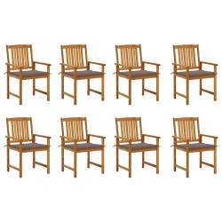 Cadeiras de jardim com almofadões 8 pcs acácia maciça