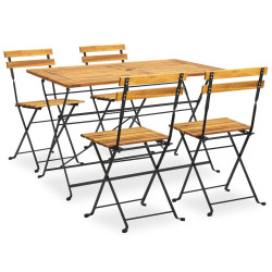 5 Pcs conjunto dobrável de jantar p/ jardim acácia maciça