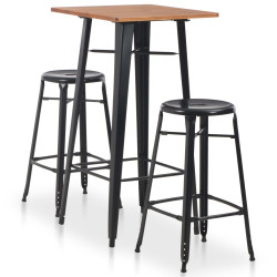 3 Pcs conjunto de bar em aço preto