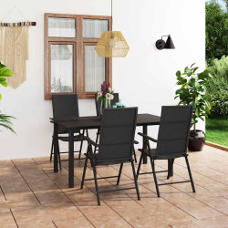 5 Pcs conjunto de jantar para jardim preto