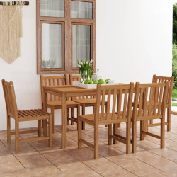 Conjunto de jantar de jardim de 7 peças 140x80 cm madeira de teca maciça