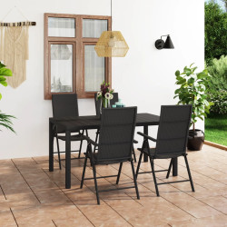 5 Pcs conjunto de jantar para jardim preto