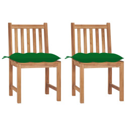 Cadeiras de jardim c/ almofadões 2 pcs madeira de teca maciça