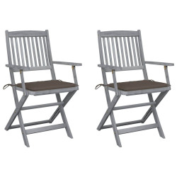 Cadeiras exterior dobráveis c/ almofadões 2 pcs acácia maciça