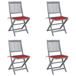 Cadeiras exterior dobráveis c/ almofadões 4 pcs acácia maciça