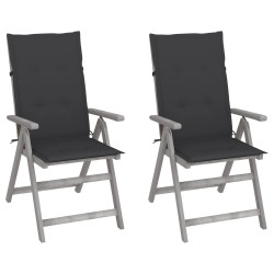 Cadeiras jardim reclináveis c/ almofadões 2 pcs acácia maciça